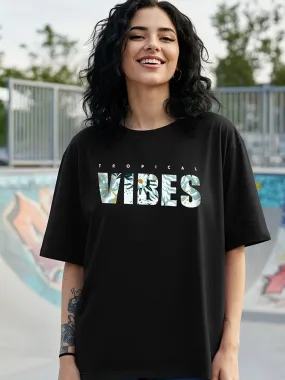 Tropical Vibes Premium Quality Womens Drop Shoulder Tshirt In Cheapest Price