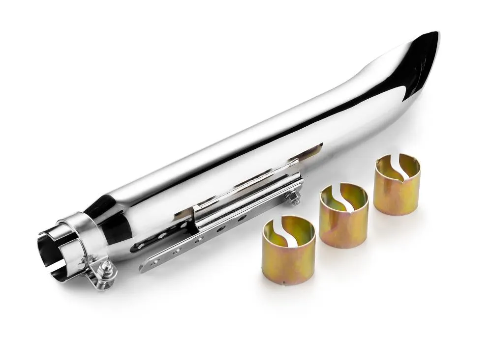 Turnout Exhaust Muffler Chrome 50cm Long fits up to 45mm (1-3/4 in.) header pipes - Highway Hawk H65-942