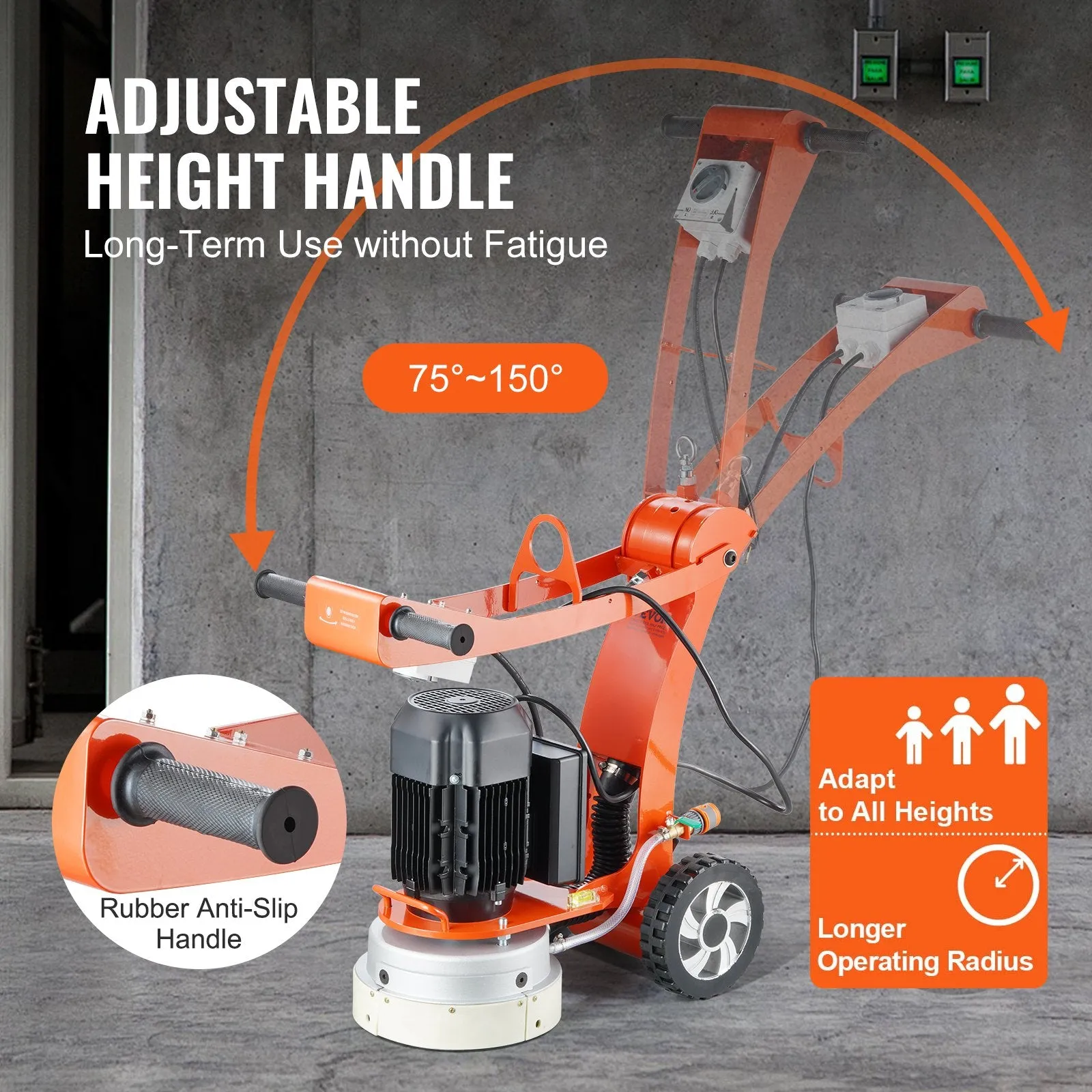 Vevor Electric Concrete Floor Grinder 10" Walk-Behind 1.7HP 1720 RPM New
