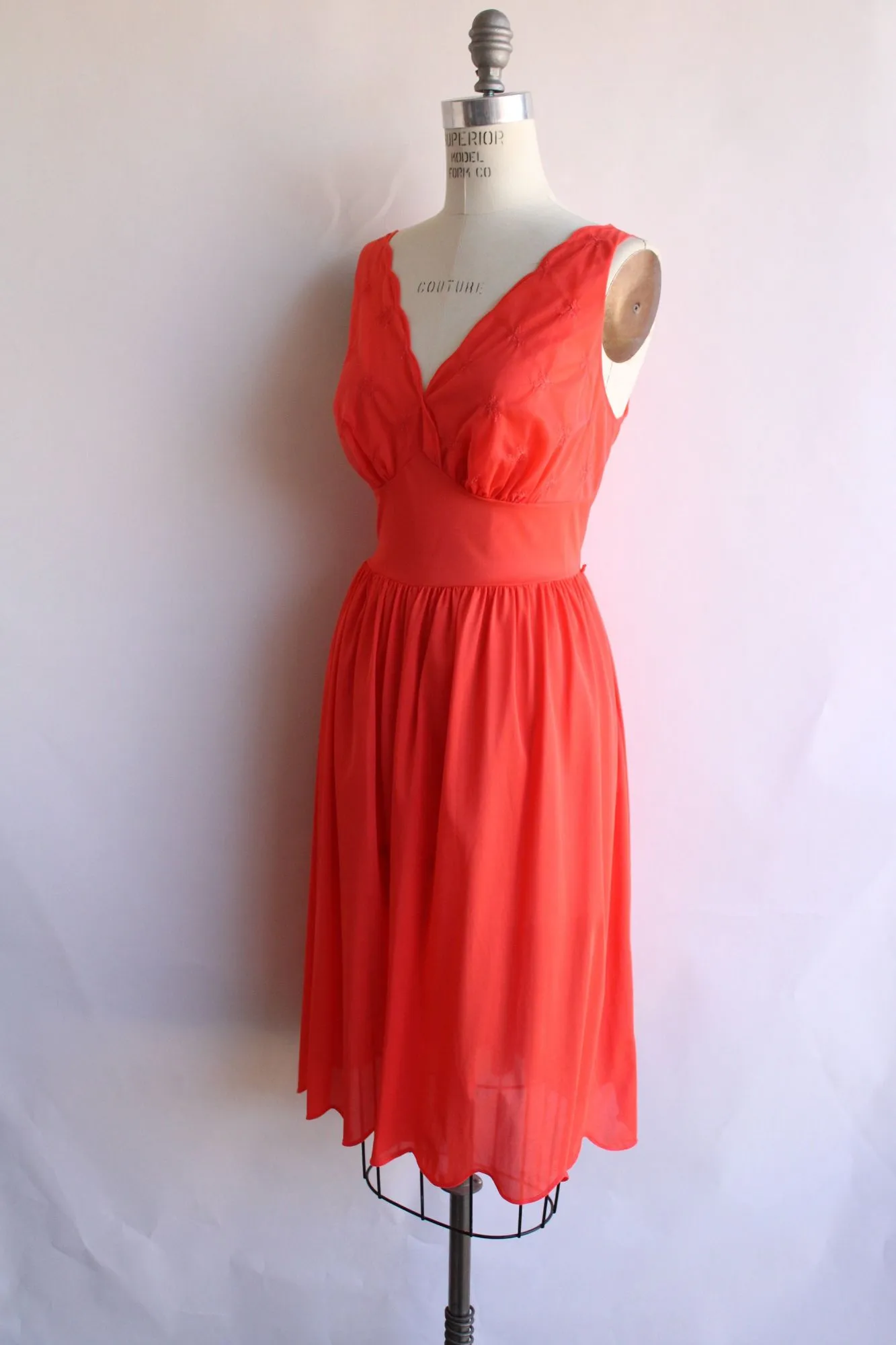 Vintage 1960s Vanity Fair Orange Nylon Nightgown