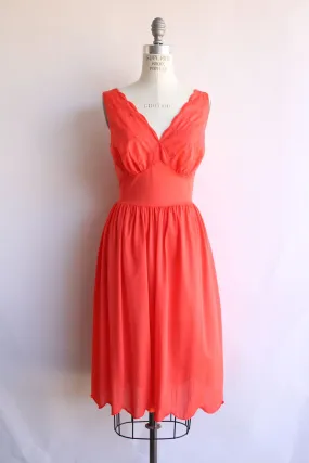 Vintage 1960s Vanity Fair Orange Nylon Nightgown