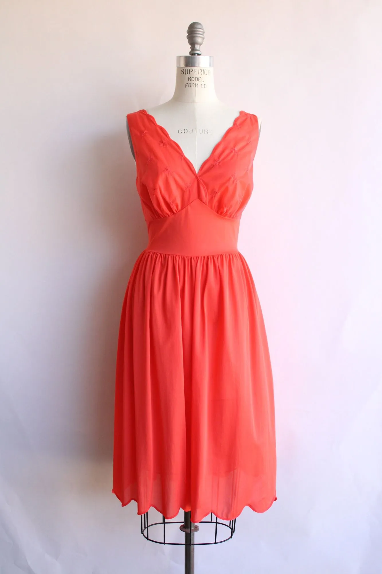 Vintage 1960s Vanity Fair Orange Nylon Nightgown