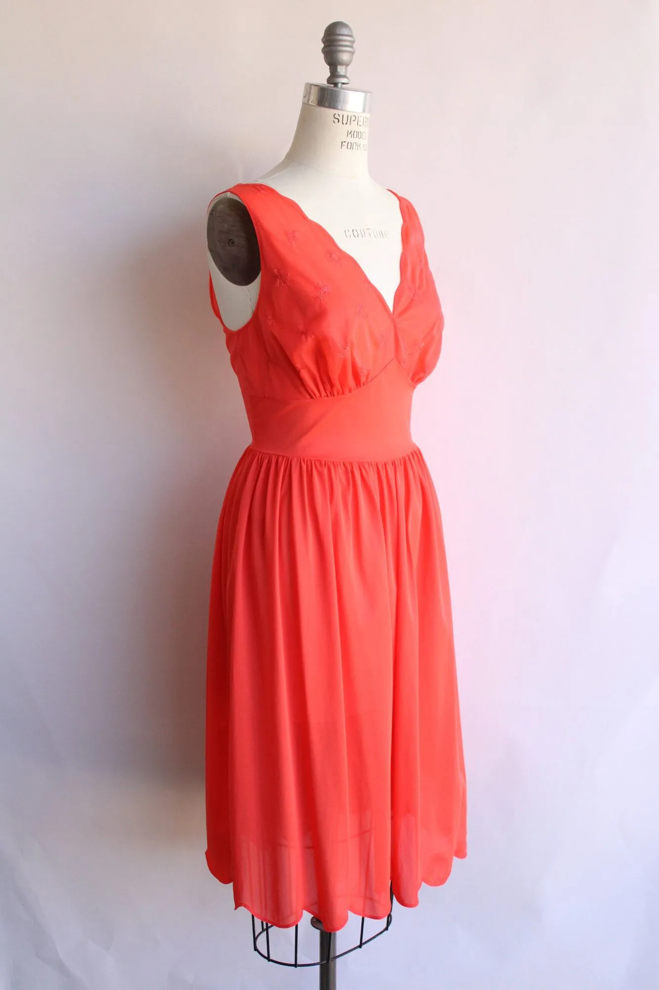 Vintage 1960s Vanity Fair Orange Nylon Nightgown