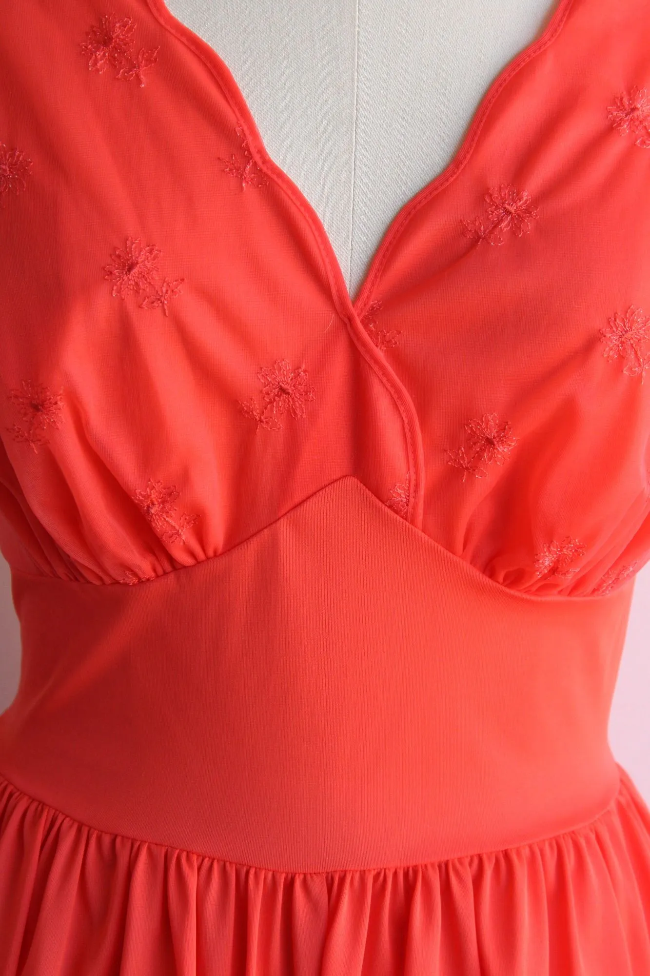 Vintage 1960s Vanity Fair Orange Nylon Nightgown