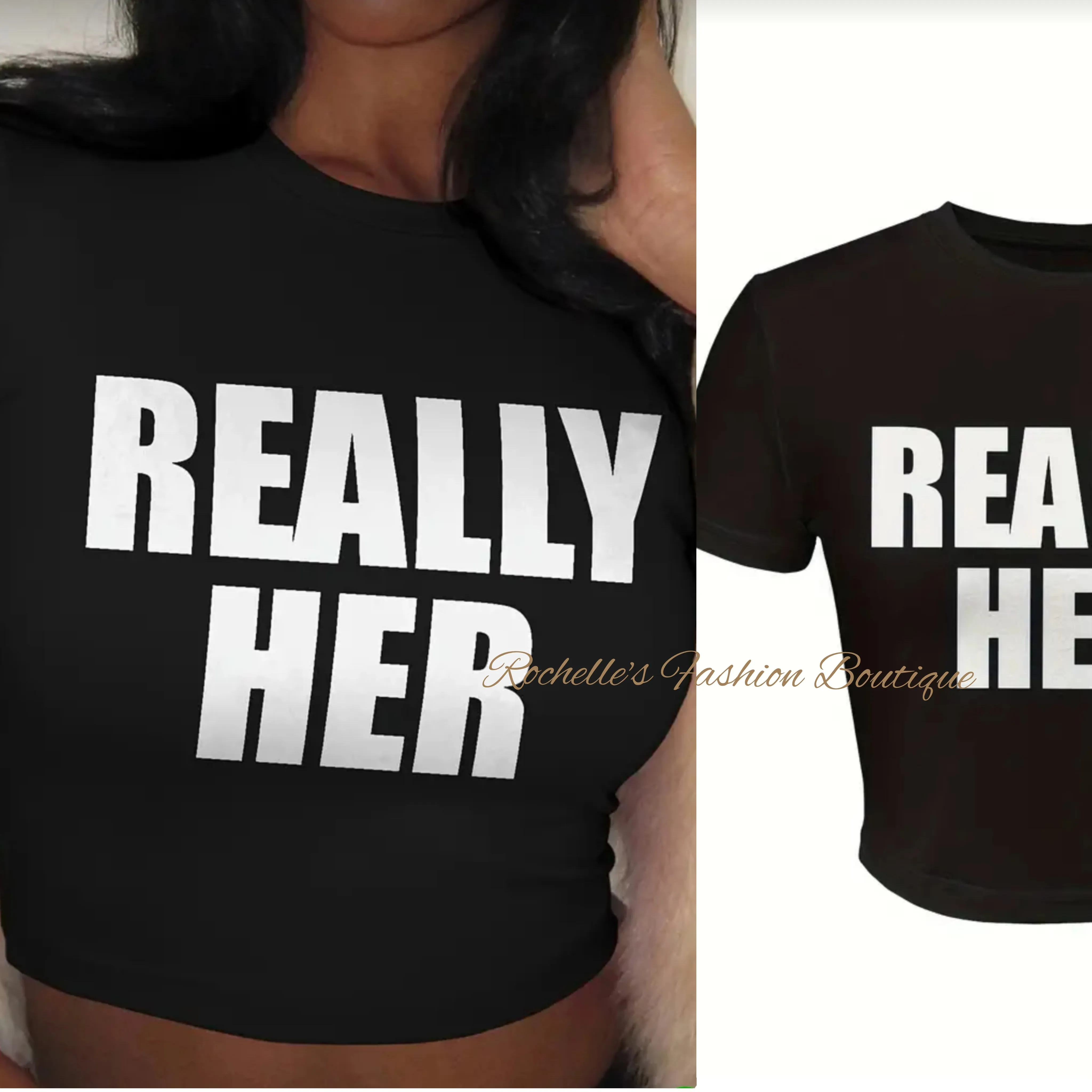 White & Dark Red Really Her Crop Shirt
